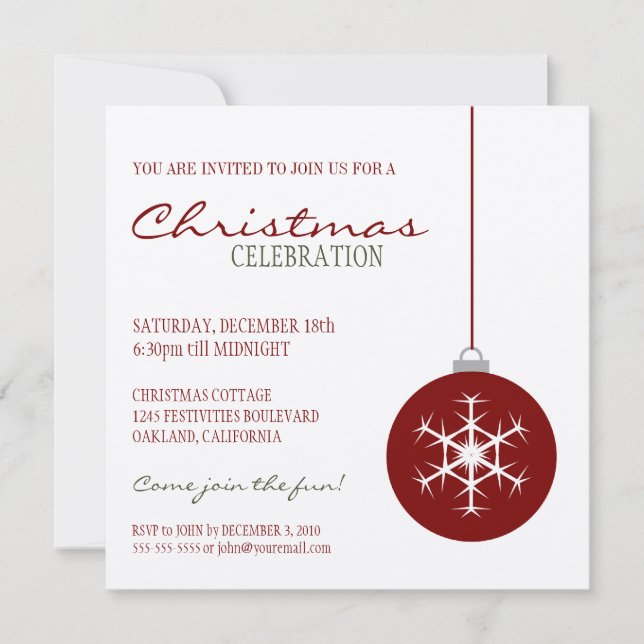 Invitation Baule de neige rouge moderne| Fête de Noël (Devant)