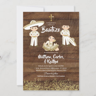 Invitation Bautizo de Frère et Soeur Cactus Mexicain Rustique