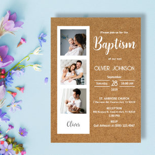 Invitation Bautizo Invitacion Baby Boy or Girl Photo Baptism