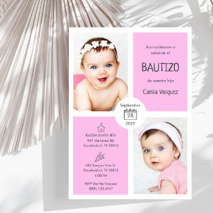 Invitation Bautizo Invitacion Baby Girl Cute catholique Baptê