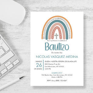 Invitation Bautizo Invitacion Catholique Pastel Arc-en-ciel B