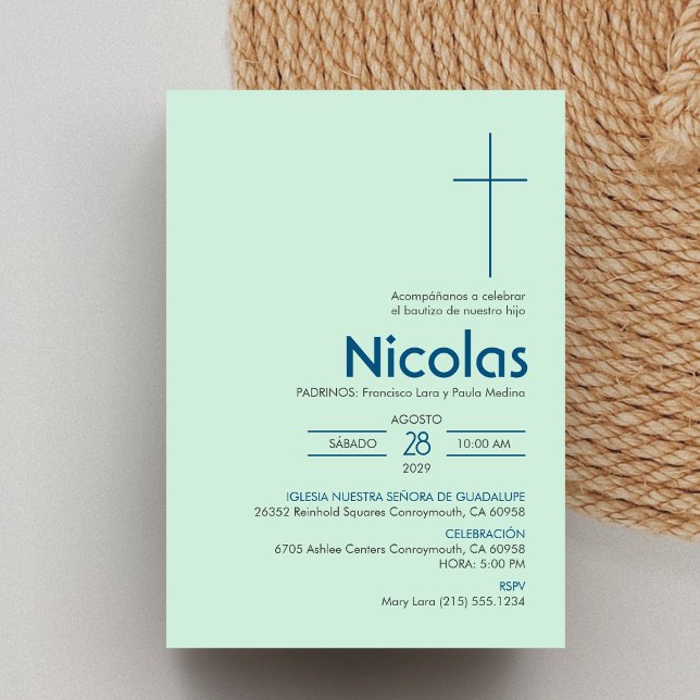 Invitation Bautizo Invitacion Élégant minimaliste Baptême (Créateur téléchargé)