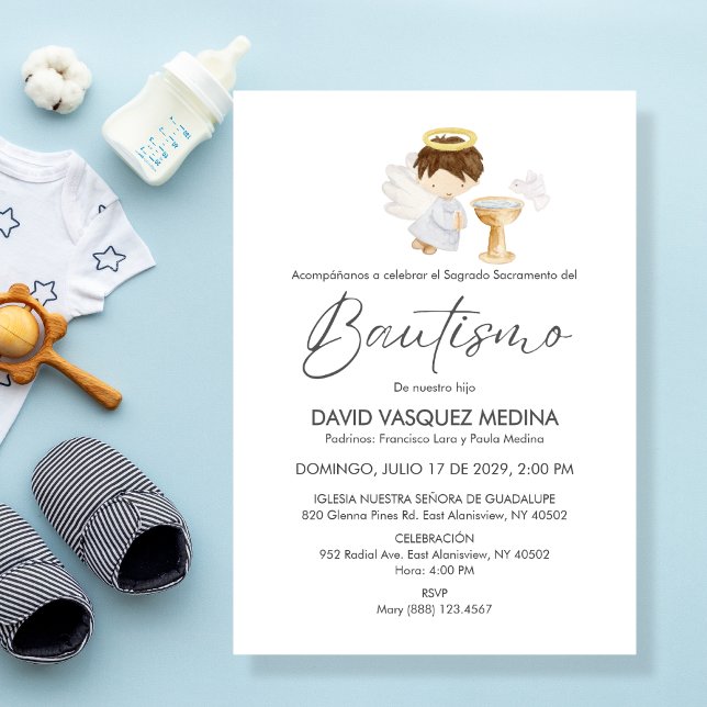 Invitation Bautizo Invitacion mignon GARÇON Angel Simple Bapt (Créateur téléchargé)