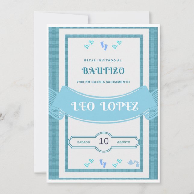 Invitation Bautizo Invitacion niño (Devant)