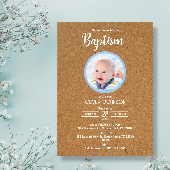 Invitation Bautizo Invitacion Photo Bébé garçon ou fille Bapt (Créateur téléchargé)