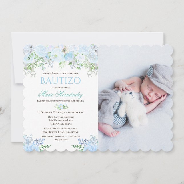 Invitation Bautizo Niño Invitacione De bautizo Niño Baptême (Devant)