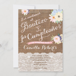 Invitation Bautizo y 1er cumpleaños, invitaciones para niña