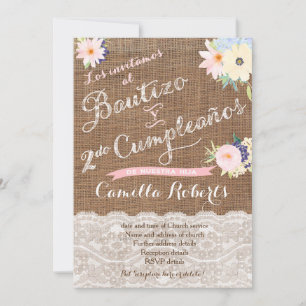 Invitation Bautizo y 2do cumpleaños, segundo cumple bautismo