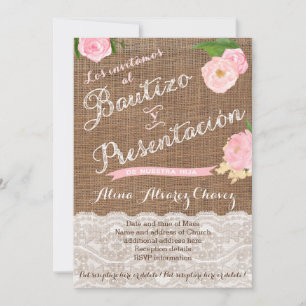 Invitation Bautizo y Presentación de Tres años espagnol