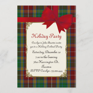Invitation Baxter Tartan coloré Plaid Custom Holiday Party