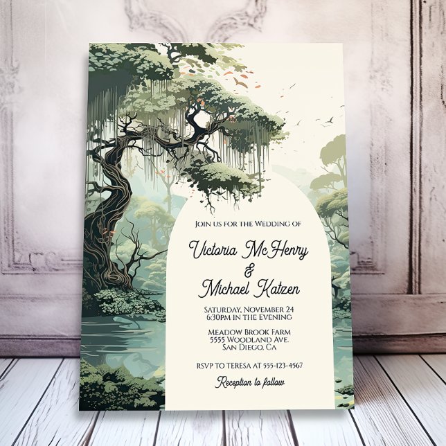 Invitation Bayou Cypress Mariage couleur de l'eau (Créateur téléchargé)