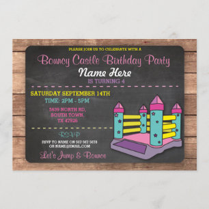 Invitation Bbondissant Castle Party Jump Kids Rose Anniversai