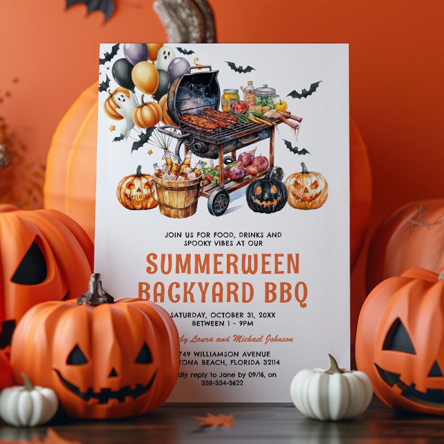 Invitation BBQ arrière-cour Halloween Summerween (Créateur téléchargé)