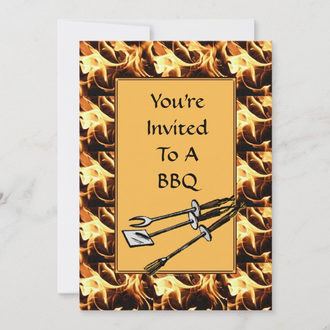 Invitation BBQ Avec Ustensiles BBQ (Devant)