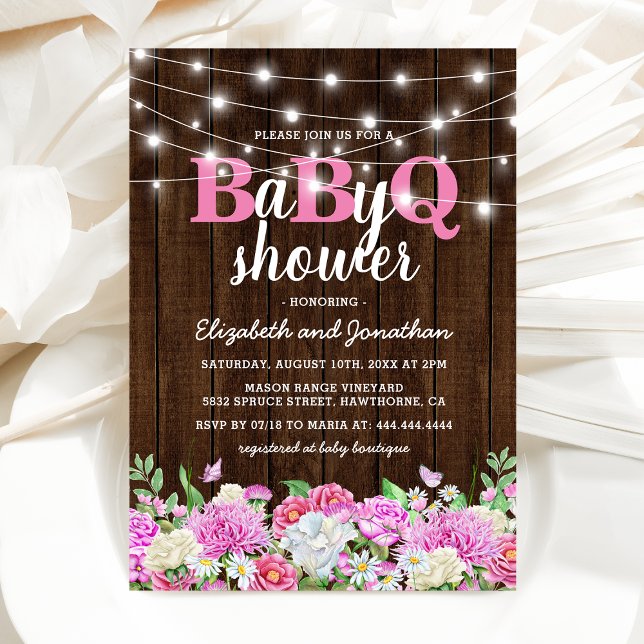 Invitation BBQ Baby Couples Shower | Fille BaByQ Barbecue (Créateur téléchargé)