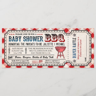 Invitation BBQ Baby shower Billet de plongée Raffle Invitatio
