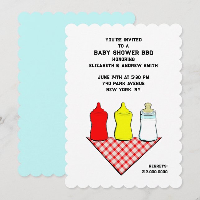 Invitation BBQ Baby Shower d'été (Devant / Derrière)