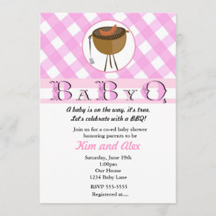 Invitation BBQ Baby Shower Fille Rose Été BabyQ