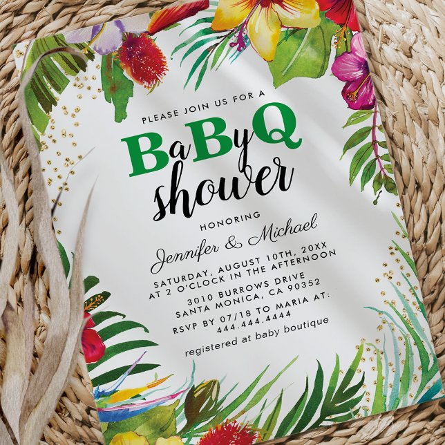 Invitation BBQ Baby Shower pour couples | Barbecue Tropical B (Créateur téléchargé)