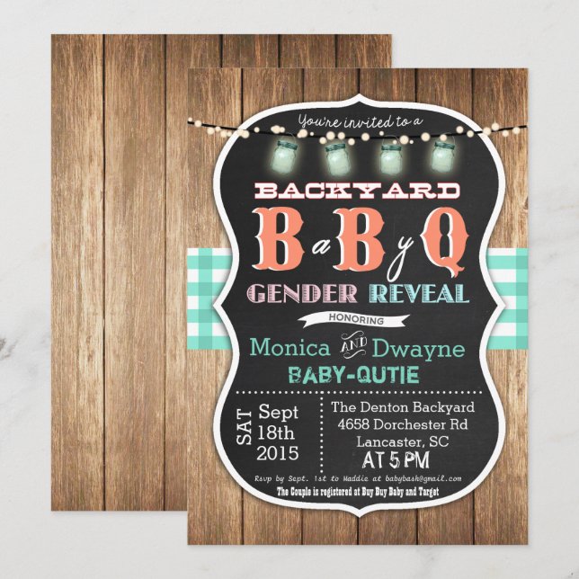 Invitation BBQ Baby Shower pour les futurs parents (Devant / Derrière)