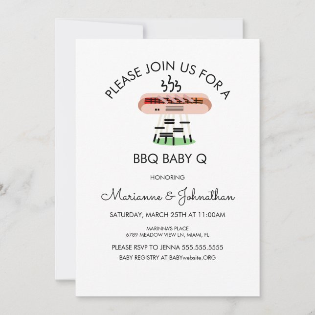 Invitation BBQ Barbecue Bébé Chien Chaud Baby Q Gr (Devant)