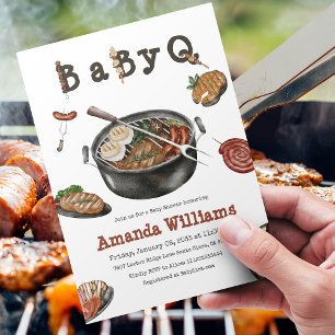 Invitation BBQ Barbecue Jardin Baby shower de fête BabyQ
