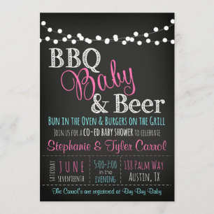 Invitation BBQ bébé et bière tableau noir Baby Shower Invitat