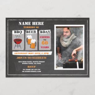 Invitation BBQ Beers Anniversaire Chalk Mens