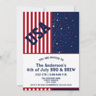 Invitation BBQ & Brew USA America Stars 4 juillet