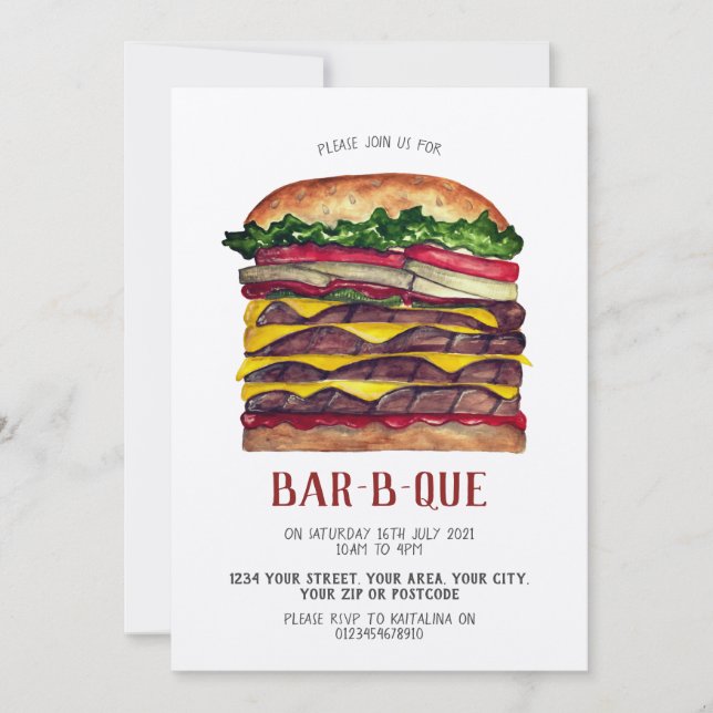 Invitation BBQ burger géant (Devant)