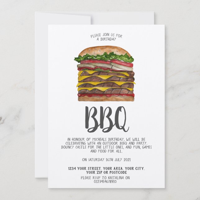 Invitation BBQ burger géant (Devant)