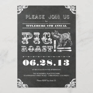 INVITATION BBQ - CLAVIER ANNUEL ROAST PIG RUSTIC