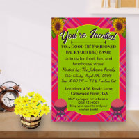 Invitation BBQ Country – Thème Grillou Plaid Rusti