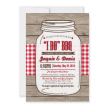 Invitation BBQ Couples Shower à Mason Jar sur bois