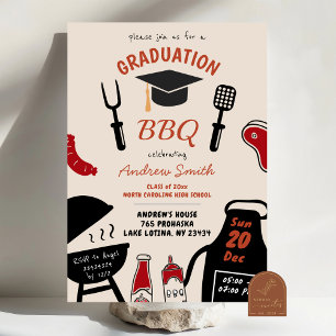 Invitation BBQ De Graduation Minimaliste Quirky Tirée À La Ma