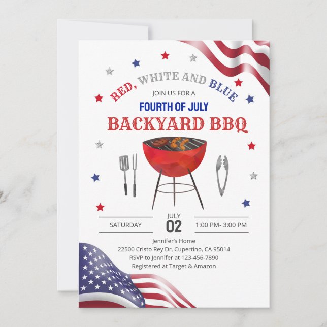 Invitation BBQ de juillet dans le jardin  (Devant)