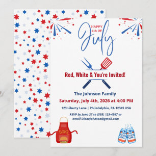 Invitation BBQ de la fête du 4 juillet patriotique America 25