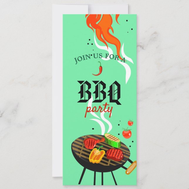 Invitation BBQ d'été Grillade Fête en plein air (Devant)