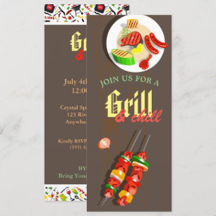 Invitation BBQ d'été Grillade Fête en plein air