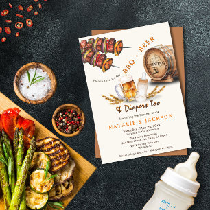 Invitation BBQ & Diapeurs de bière Baby shower Décontracté Co