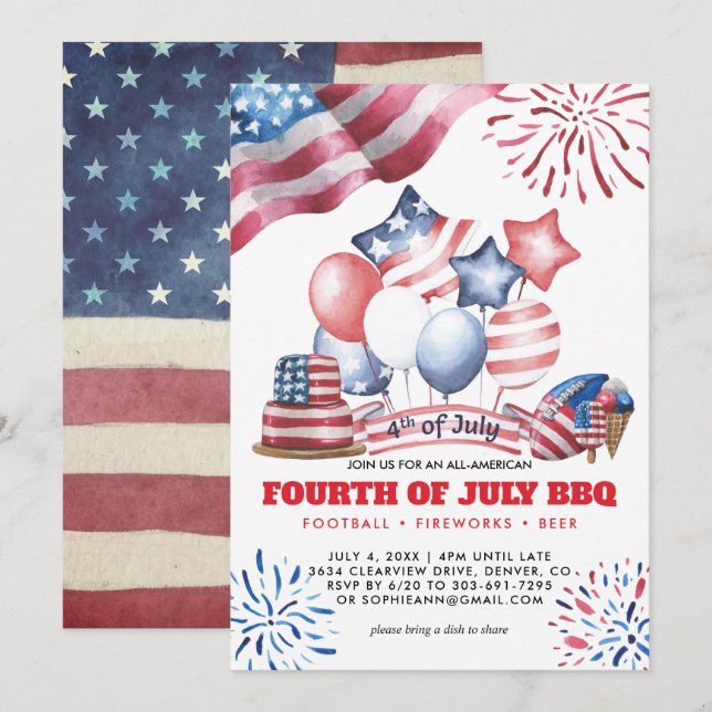 Invitation BBQ du 4 juillet (Devant / Derrière)