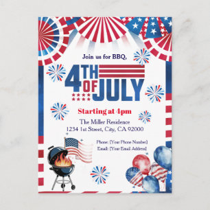 Invitation BBQ du 4 juillet, Invitation à une fête