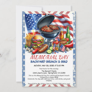 Invitation BBQ du Memorial Day   Barbecue patriotique dans la