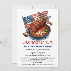 Invitation BBQ du Memorial Day   Barbecue patriotique dans la