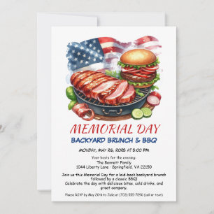 Invitation BBQ du Memorial Day   Barbecue patriotique dans le