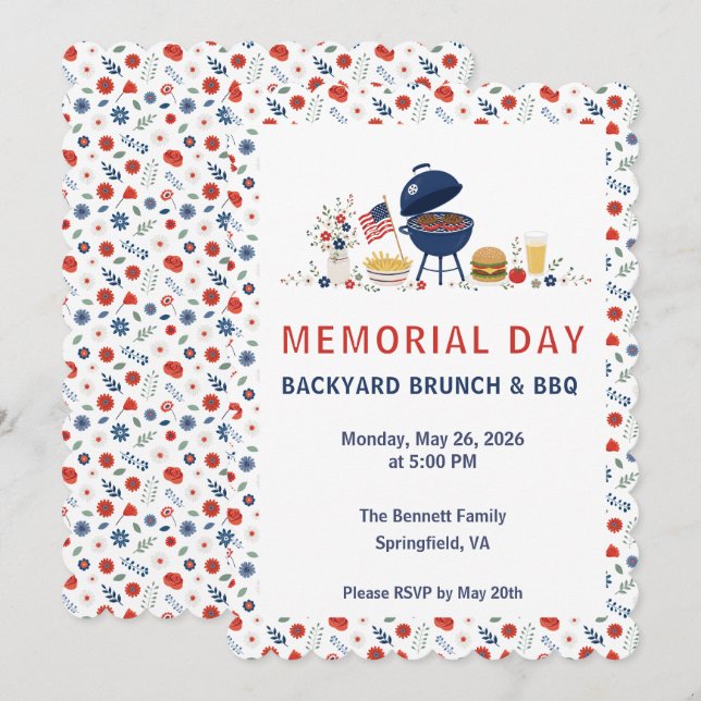 Invitation BBQ du Memorial Day | SA Memorial Flora (Devant / Derrière)