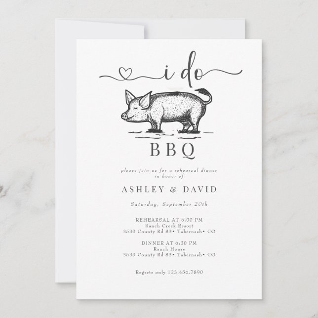 Invitation BBQ | Fête de Couple | Répétition Rustique | Rôti (Devant)
