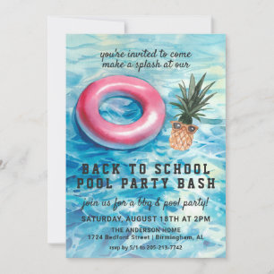 Invitation BBQ Fête de Piscine de Rentrée Scolaire