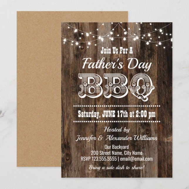 Invitation BBQ Fête des pères (Devant / Derrière)