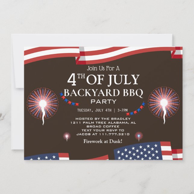 Invitation BBQ & Firework 4 juillet fête de l'indépendance (Devant)